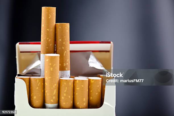 An Up Close View Of A Package Of Several Cigarettes Stock Photo - Download Image Now