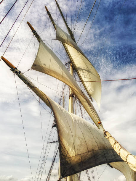istock sails, mast and ropes view from below of a classic sailing ship. 921731660