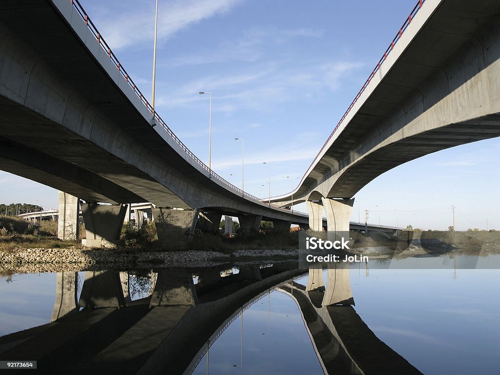 Crossing highway viaducts  Architectural Column Stock Photo