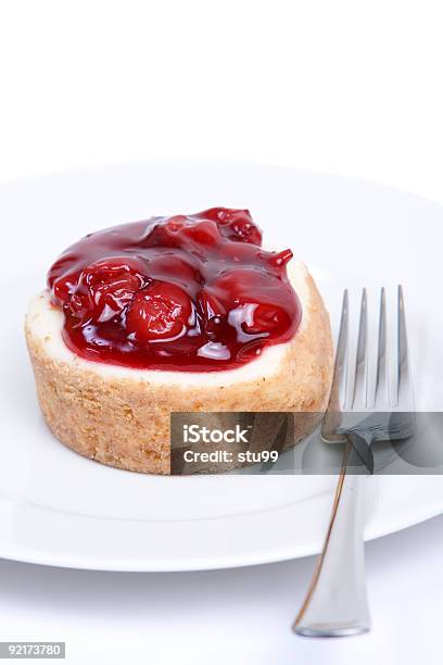Cherry Cheescake Stock Photo - Download Image Now - Cherry, Cherry Pie, Fork