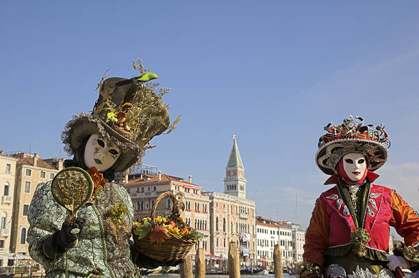 istock Two female masks and Venice skyline with campanile (XXL) 92175830