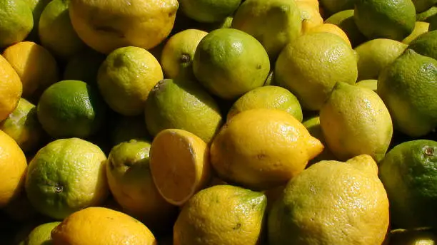 display of lemon on a Greek market