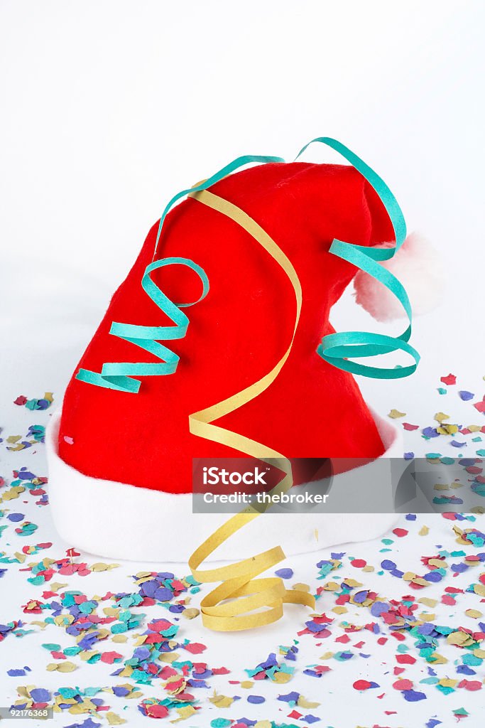Sombrero de Navidad con cintas y confeti - Foto de stock de Accesorio personal libre de derechos