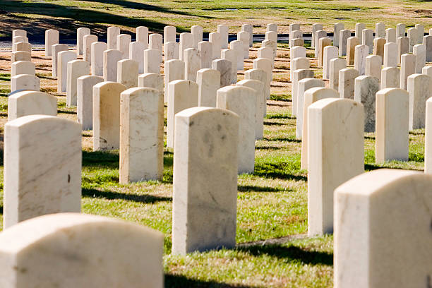 istock Military cemetery with headstones 92176990