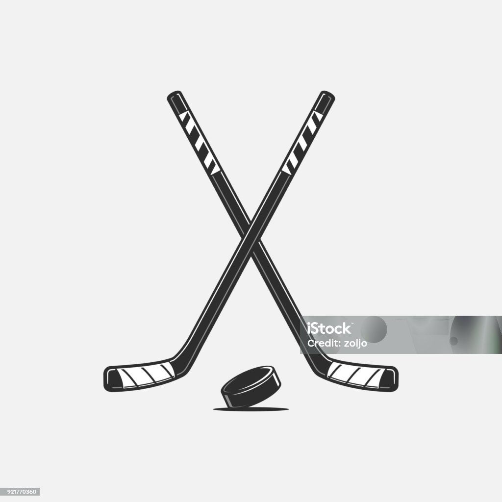 Ice Hockey Crossed hockey sticks and puck vector illustration Hockey Stick stock vector