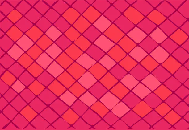 Vector illustration of bright pink background consisting of squares and rhombuses.