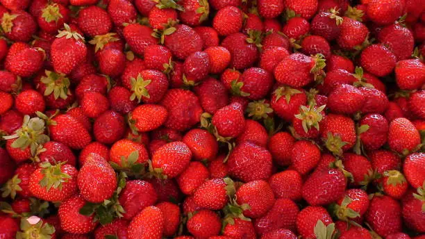 display of strawberries on a Greek market