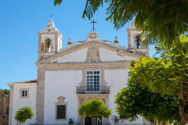 Church of Santa Maria in Lagos, Portugal The exterior of Igreja de Santa Maria, or Church of Santa Maria, in the historic old town of Lagos in Portugal. faro district portugal photos stock pictures, royalty-free photos & images