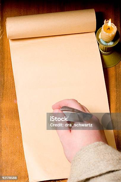 Medieval Writer Stock Photo - Download Image Now - Antique, Blank, Candlelight