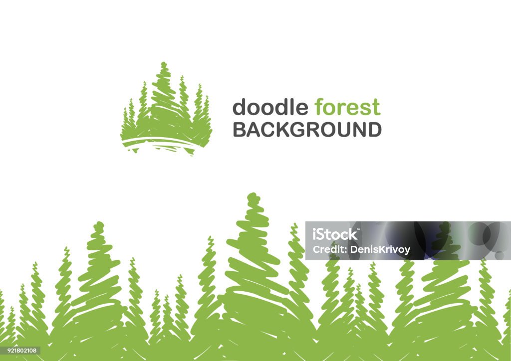 Seamless background with doodle of pine forest. Vector illustration: Seamless background with doodle of pine forest. Logo stock vector