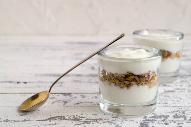 istock Useful homemade yogurt with nuts and muesli. 921803612