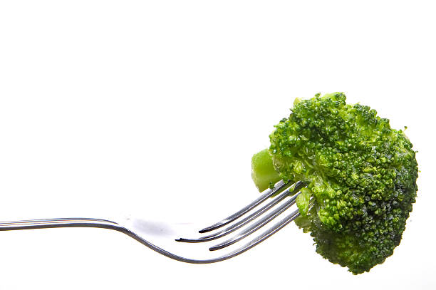 Broccoli on a Fork stock photo