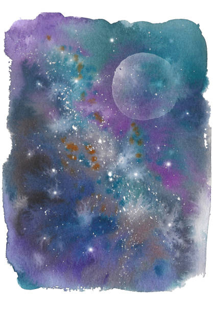 istock Watercolor colorful starry space galaxy nebula spot background. 921816832