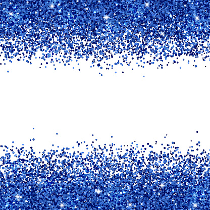 Blue glitter scattered on white background. Vector illustration