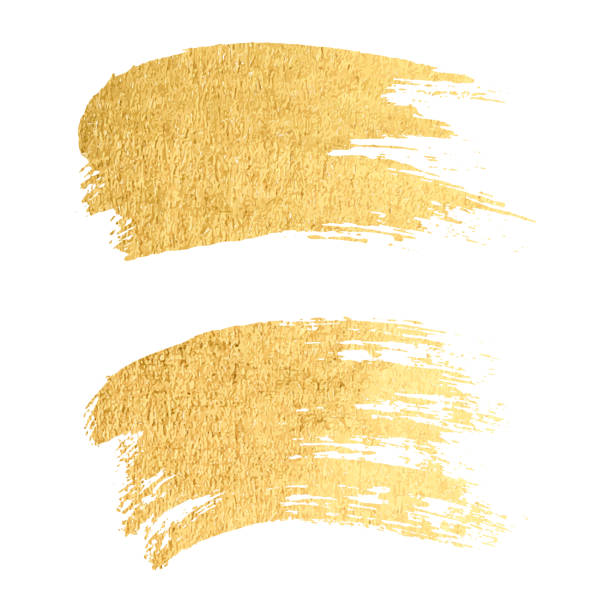 istock Vector gold paint smear stroke stain set. Abstract gold glittering textured art illustration. 921818508