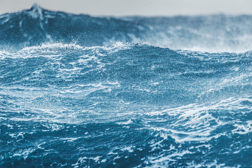 Rough sea and waves crashing: Mediterranean landscape