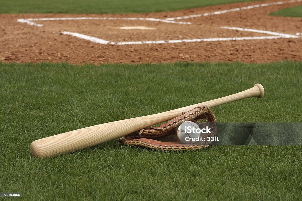 野球のバットのフィールド、 - 野球用グローブのロイヤリティフリーストックフォト