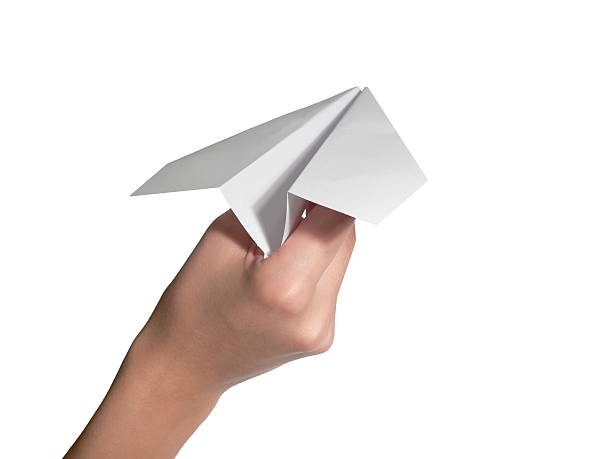 istock Female hand starts the paper plane 92183946