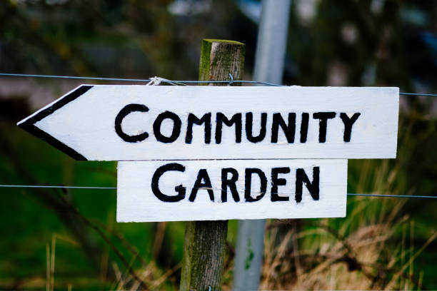 Community garden sign Community garden sign. community garden sign stock pictures, royalty-free photos & images