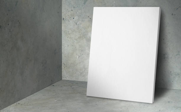 istock Blank poster at corner studio room with concrete wall and floor background,Mock up studio room for display or montage of product for advertising on media,Business presentation 921844898