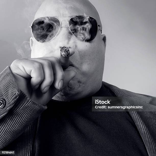 Big Tough Boss Wearing Sunglasses And Smoking A Cigar Stock Photo - Download Image Now