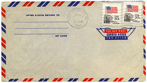 Vintage airmail envelope from USA Vintage airmail envelope from USA air mail stock pictures, royalty-free photos & images