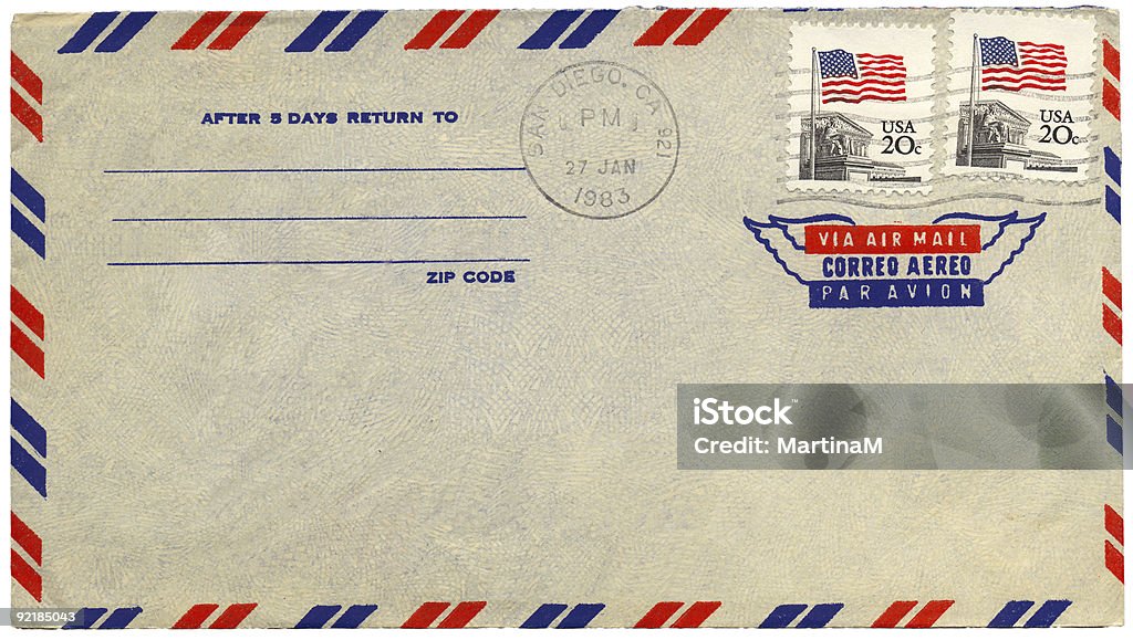 Vintage envelope airmail dos EUA - Royalty-free Correio Aéreo Foto de stock