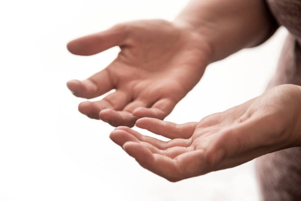 istock Two Hand, Smudged and Old, Open on a White Background 921854770