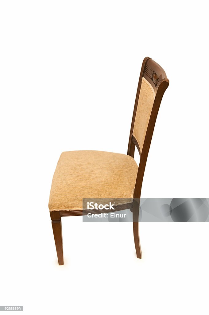 Cadeira de madeira isolada no fundo branco - Foto de stock de Antiguidade royalty-free