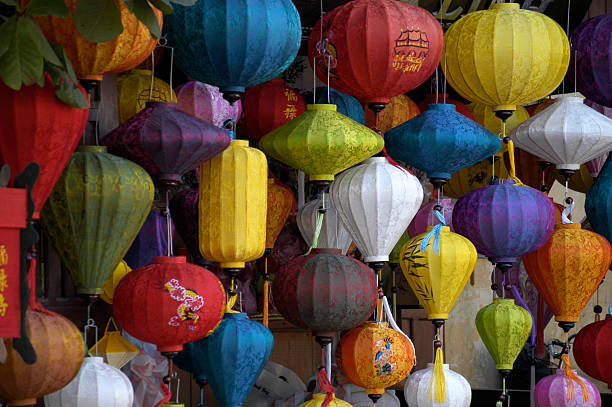 Vietnamese paper lanterns stock photo