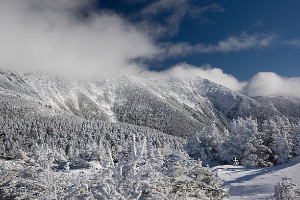 Mts. Lafayette (in cloud) and Lincoln- Franconia Range, New Hampshire stock photo