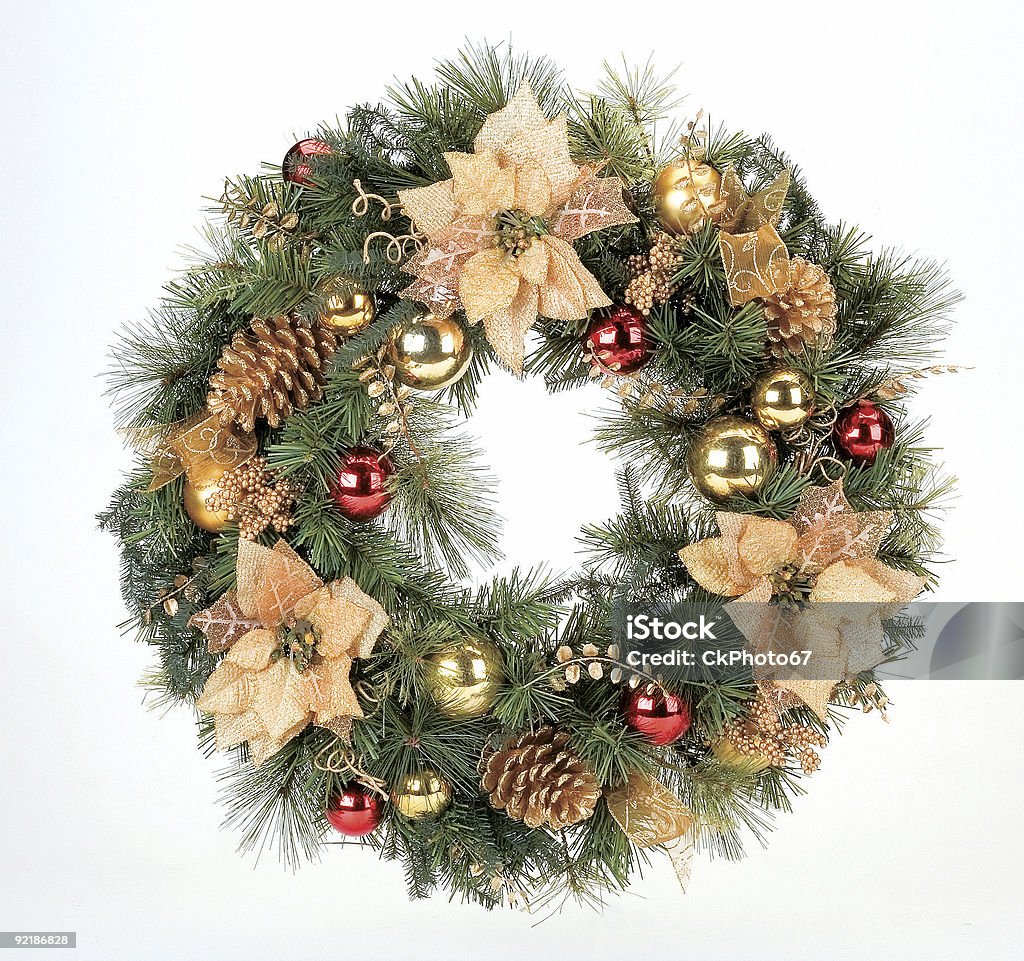 Christmas wreath on white background Holiday Wreath Wreath Stock Photo