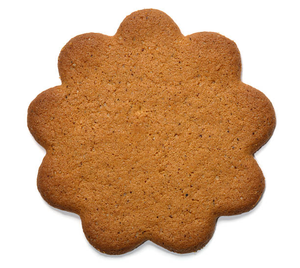Plain gingerbread cookie with scalloped edge stock photo