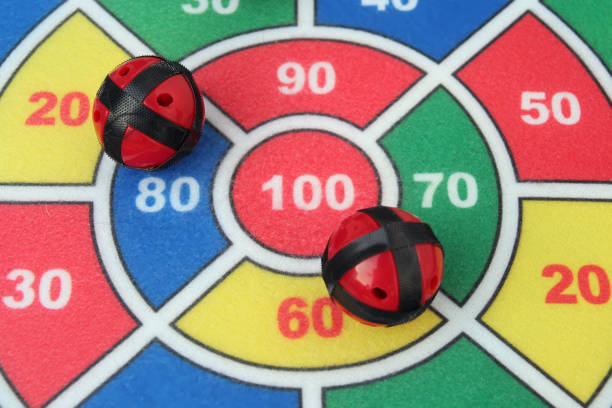 istock Kids dart game. Dart with sticky ball. 921874322