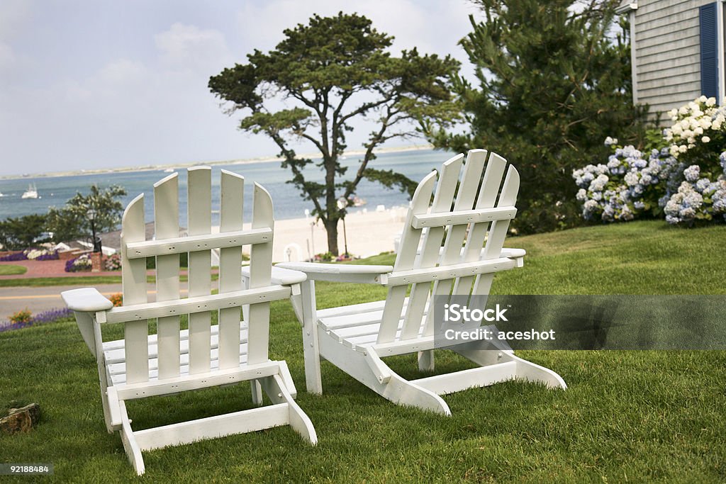 perfect ocean view  Adirondack Chair Stock Photo