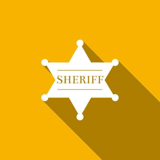 ilustraciones, imágenes clip art, dibujos animados e iconos de stock de icono estrella sheriff hexagonal aislado con sombra. símbolo de la insignia del sheriff. diseño plano. ilustración de vector - american justice audio