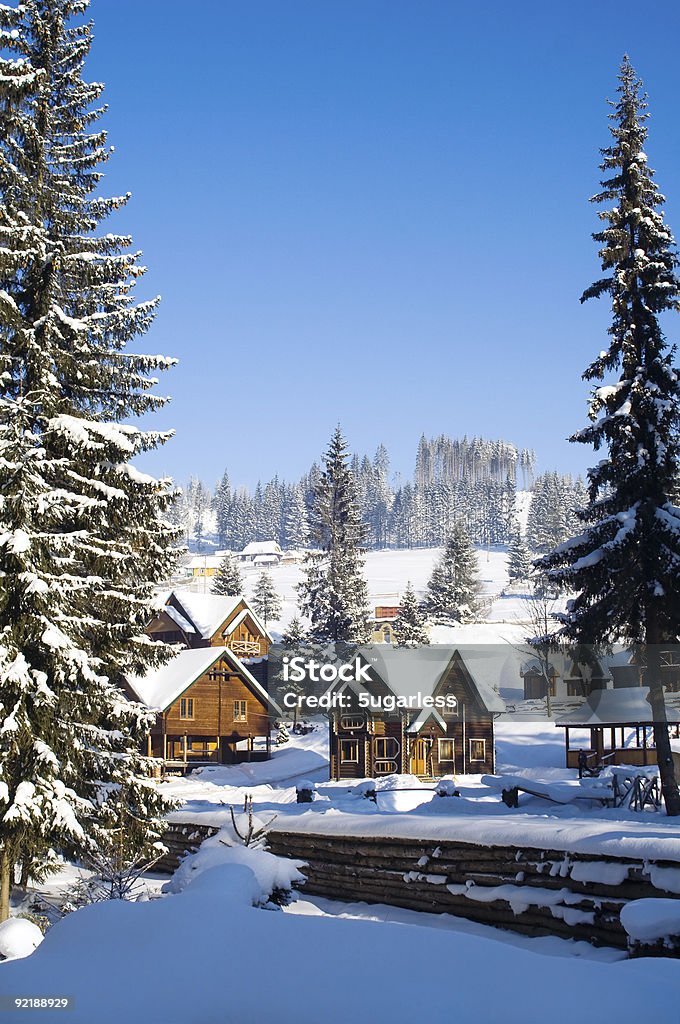 Winter houses  Snow Stock Photo