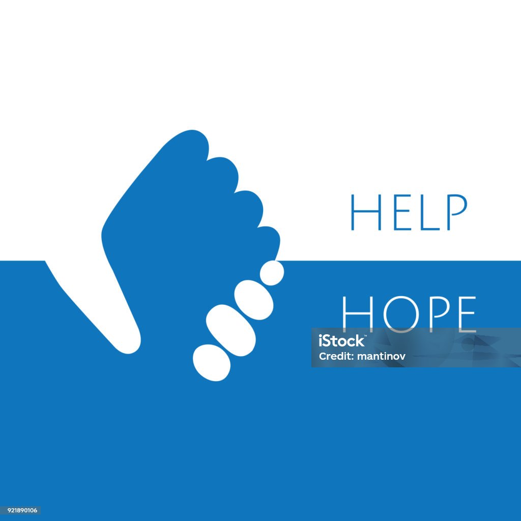 Help and hope icon graphic design Hand holding hand for help and hope icon icon vector graphic design. Support stock vector