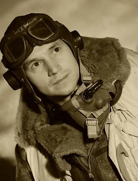 Photo of World War II RAF pilot with goggles