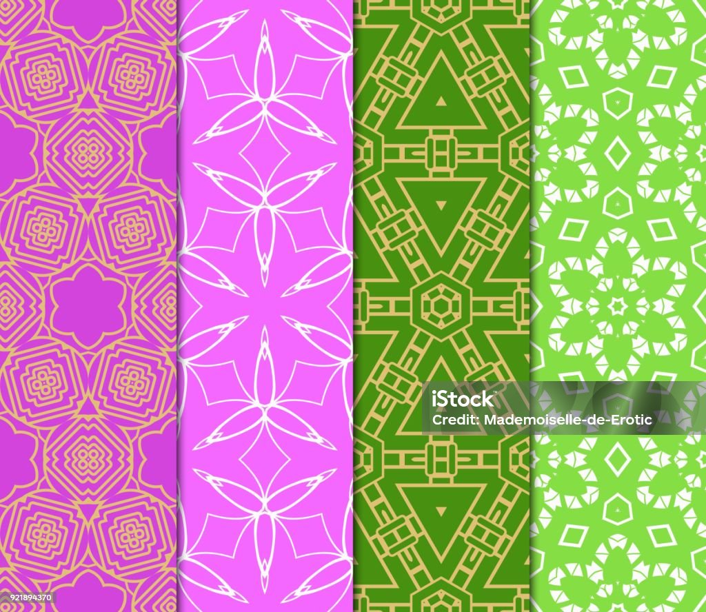 Pattern Line Mono Vector Seamless Patterns Set In Trendy Mono Line Style Geometric ...