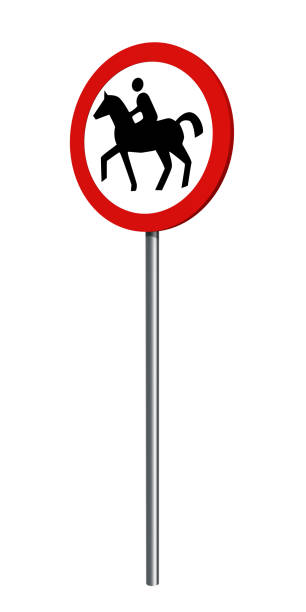 istock German road sign (traffic bans): Prohibition for riders, isolated in white. 921894830