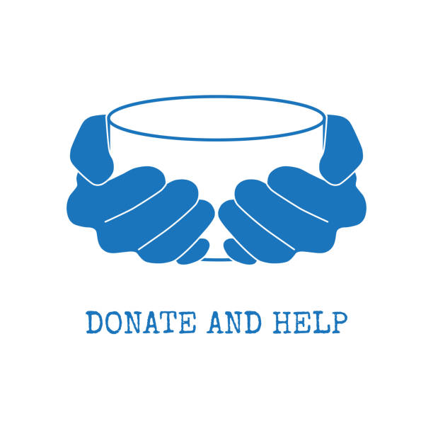 Donate and help symbol Donate and help symbol. Hungry people holding empty bowl begging for food and help. hungry stock illustrations