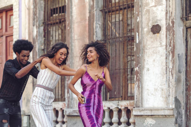 Mixed-race Cuban friends in Havanna