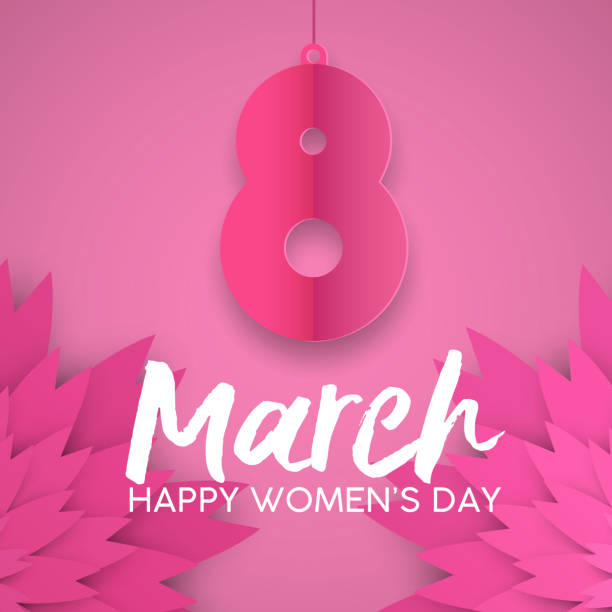 istock Womens Day pink paper cut floral greeting card 921916600