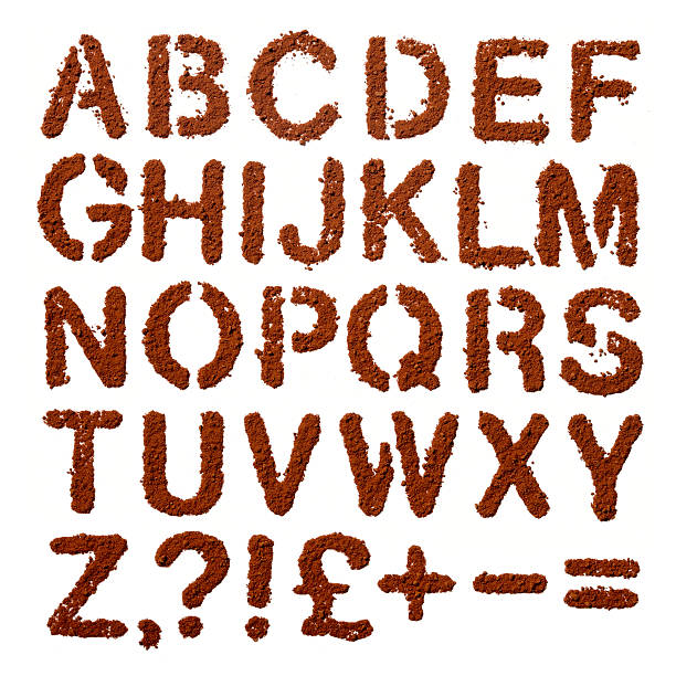 istock Cocoa powder dust Letters  alphabet and signs over white 92191722
