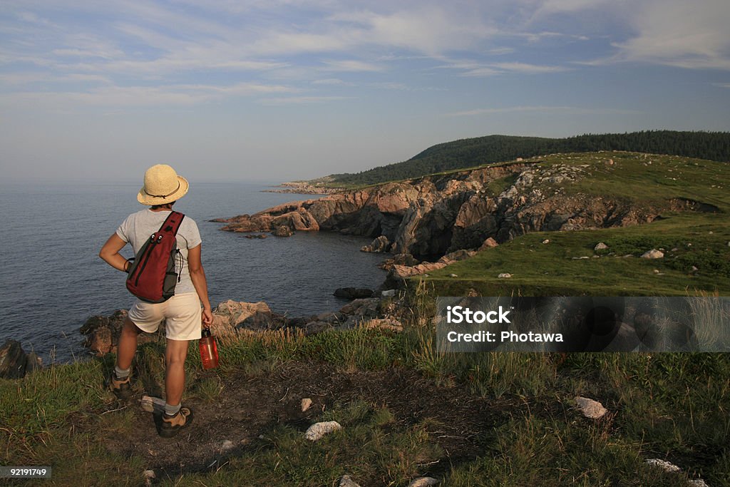 Hiker at White Point  Nova Scotia Stock Photo