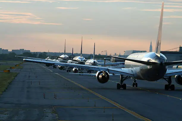 Photo of evening traffic at airport