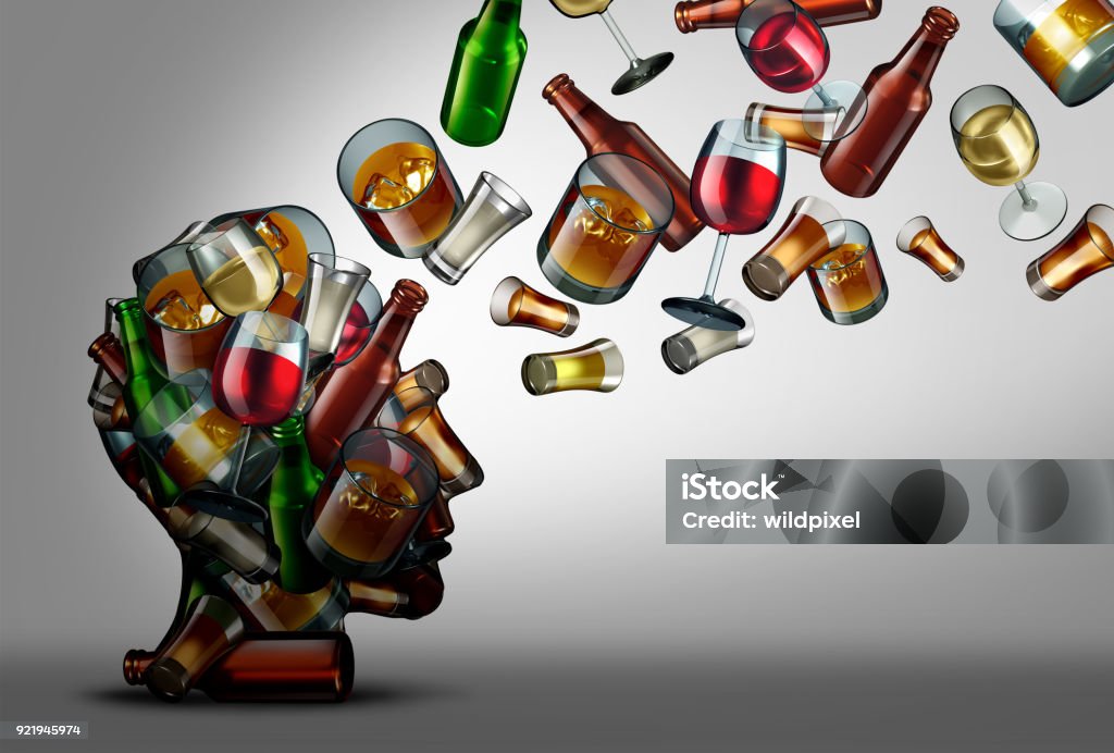 Alcohol Education Alcohol education and awareness of the risk or dangers of drink consumption as a 3D illustration. Alcohol - Drink Stock Photo