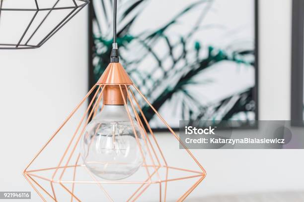 Close Up Of Lamp Stock Photo - Download Image Now - Electric Lamp, Modern, Copper