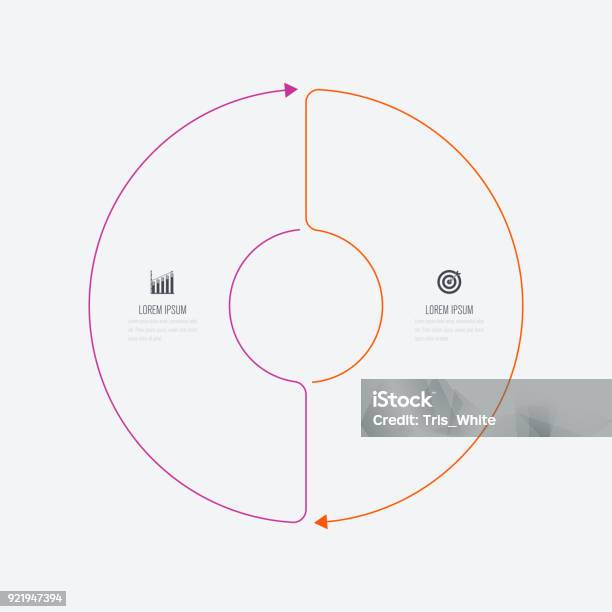 Infographics Template 2 Options With Circle Stock Illustration - Download Image Now - Two Objects, Circle, Organization